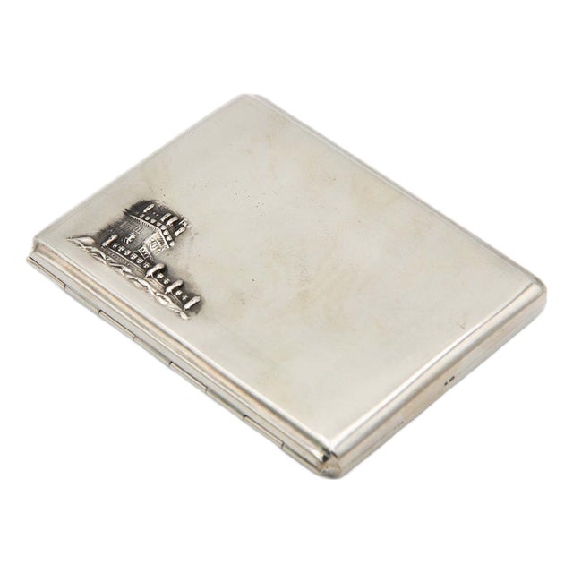 Matte Silver Cigarette Case with Reliefs For Sale