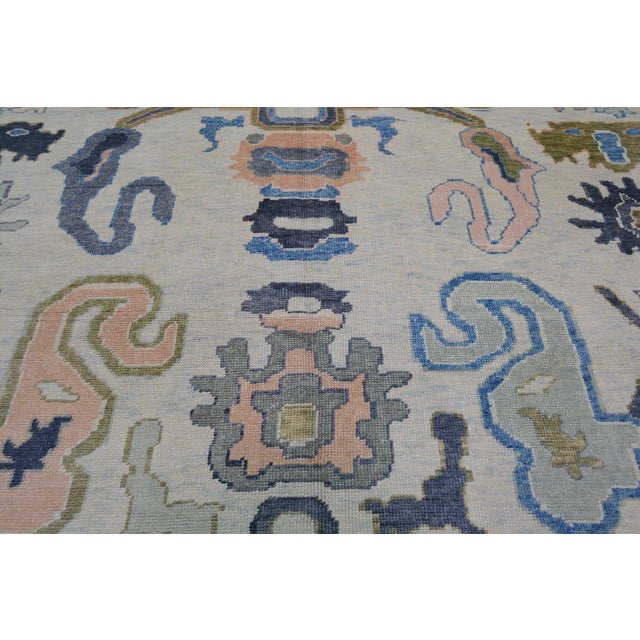 Turkish Oushak Knotted Wool Rug, 13'x16'2'' For Sale - Image 4 of 7