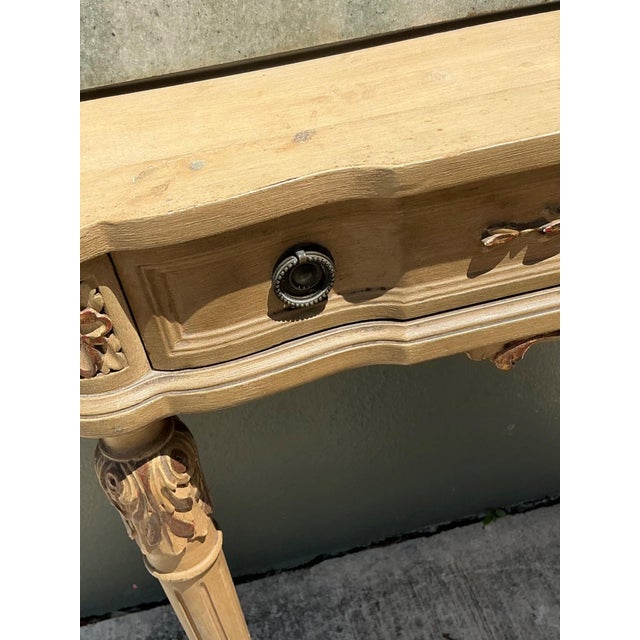 Vintage Marble Top Carved Console Wall Table For Sale In West Palm - Image 6 of 15