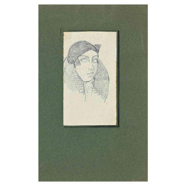 Jean Delpech, Portrait, Original Pencil Drawing, 20th Century For Sale
