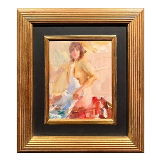 Carolyn Anderson - Impressionist Seated Female Nude-Oil Painting For Sale