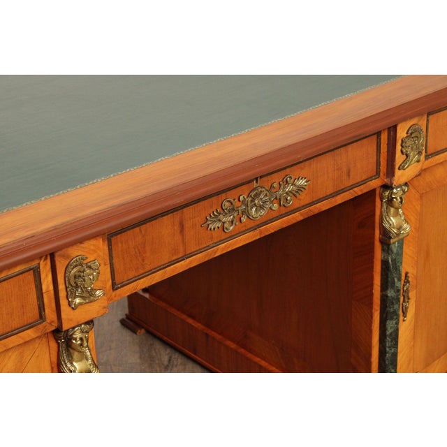 Classical Revival Walnut Ormolu Mounted Desk With Leather Top For Sale - Image 18 of 18