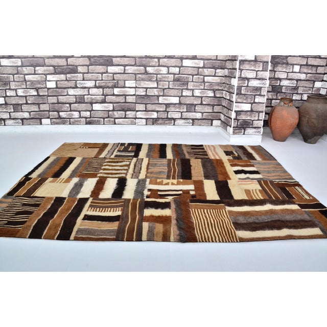 Brown Angora Wool Vintage Anatolian Rug For Sale - Image 8 of 10