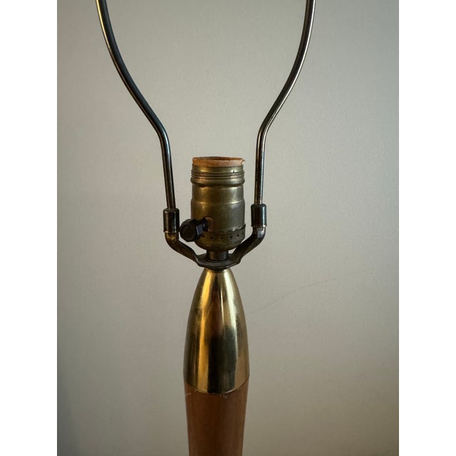 For Sale: Stunning Mid-Century Modern Walnut Table Lamp with Brass Accents Elevate your space with this exquisite mid-...
