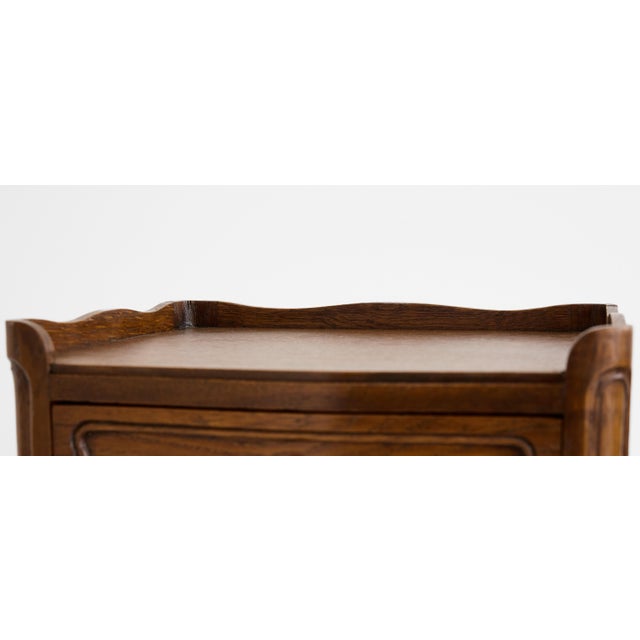 Pair of French Louis XV Style Oak Bedside Tables With Gallery Top For Sale - Image 15 of 18