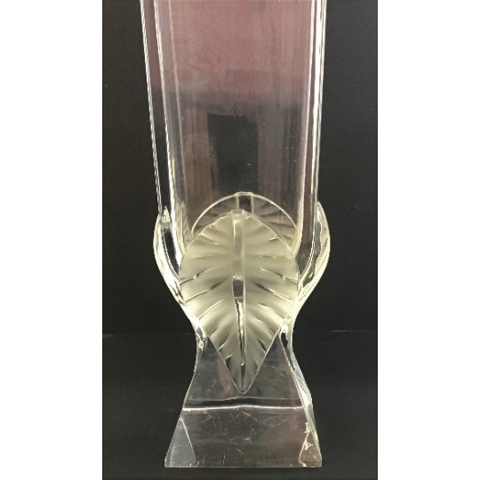 Lalique Crystal Glass Square Vase Chairish