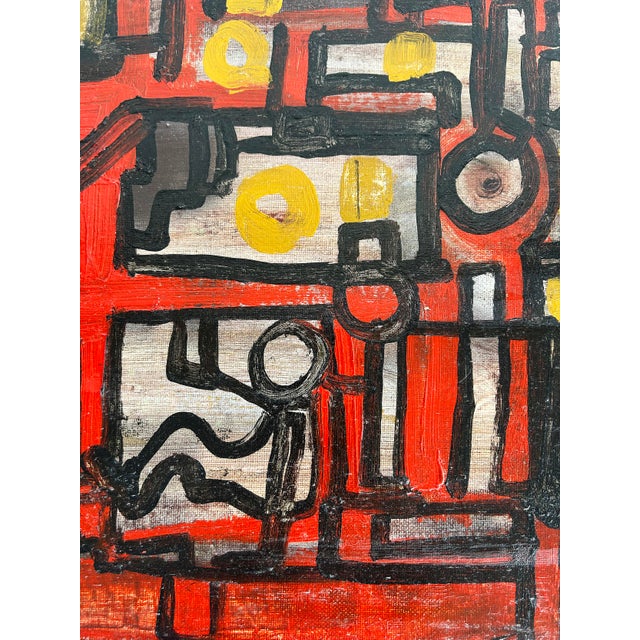 Abstract Jadden Massanet "Abstraction Red & Black" Abstract Oil Painting on Canvas For Sale - Image 3 of 6