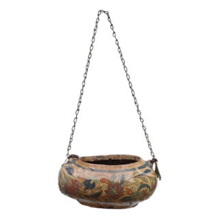 Polychrome Pottery Kashkul Bowl, 1950s For Sale