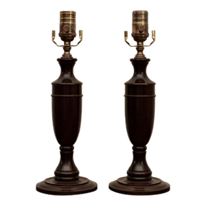Mid 20th Century Turned Mahogany Accent Lamps - A Pair