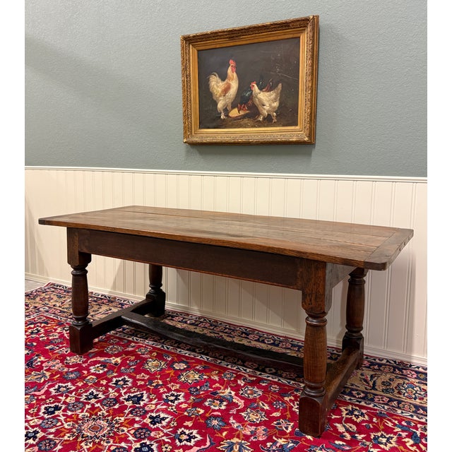 Antique English Country Farm Dining Breakfast Table Farmhouse 75" Wide Oak 19thC For Sale - Image 16 of 16