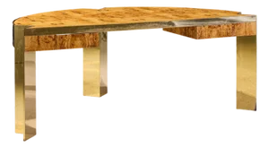 Leon Rosen for Pace Mid Century Burlwood and Brass Executive Desk