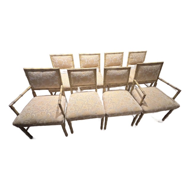 Set of 8 Vintage Faux Bamboo Dining Chairs- Hollywood Regency-Palm Beach For Sale