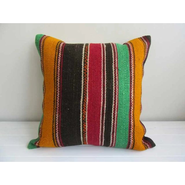Striped Turkish Kilim Pillow Cover For Sale - Image 4 of 4