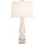 Modern Chapman & Myers by Visual Comfort Signature Contemporary Balustrade Table Lamp in Alabaster with Linen Shade For Sale - Image 3 of 3
