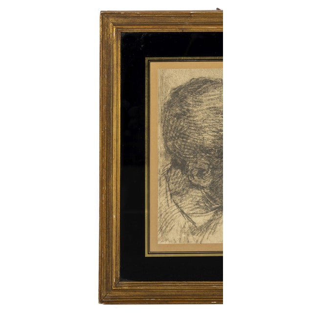 Man's Head, 1890s, Charcoal on Paper For Sale - Image 3 of 8