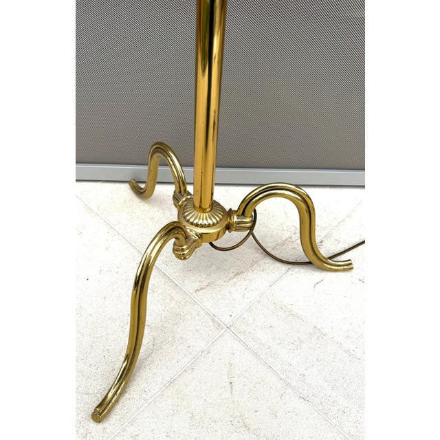 Metal Art Deco Brass & Leather Floor Lamp attributed to Hugo Gorge for Kalmar, Austria, 1930s by Hugo Gorge For Sale - Image 7 of 12