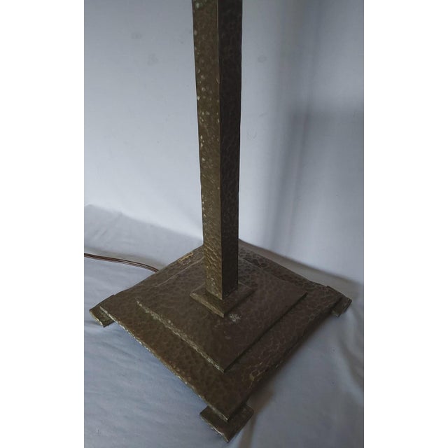 Arts & Crafts Antique Arts & Crafts, Mission Hand Hammered Bronze Lamp For Sale - Image 3 of 10