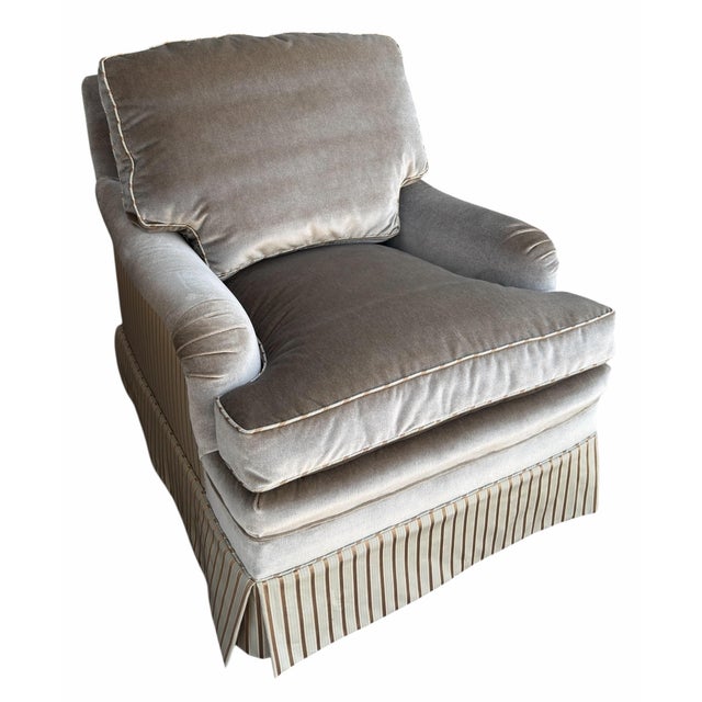 Textile Brunschwig & Fils Fully Upholstered Mohair & Silk Club Chair For Sale - Image 7 of 11