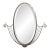 French Art Deco Hand Wrought Nickeled Iron Oval Mirror W/ Linear & Scroll Detail For Sale