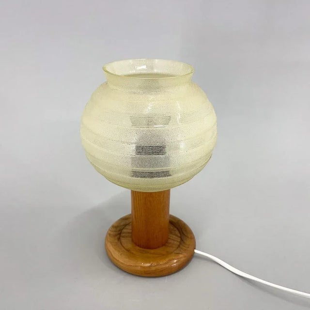 Mid-Century Wood & Glass Table Lamp, 1970s For Sale - Image 9 of 10