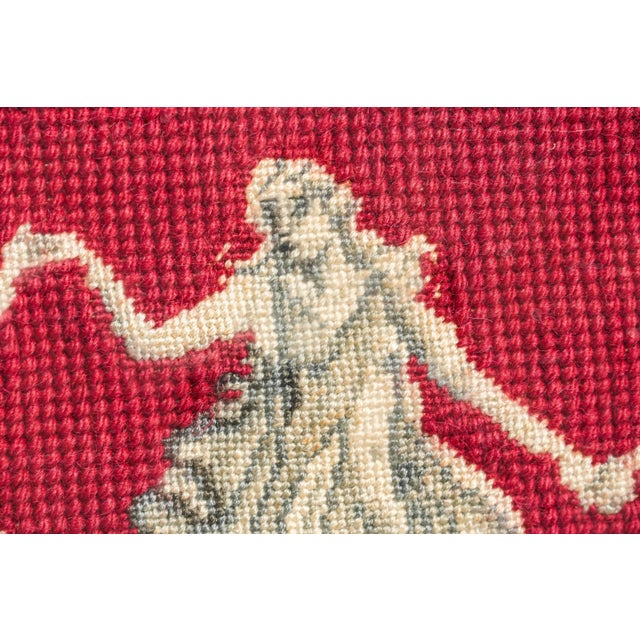 Ivory Unusual Antique Framed Needlepoint Neoclassical Dancers Grand Tour Style Wall Art Home Decor For Sale - Image 8 of 11