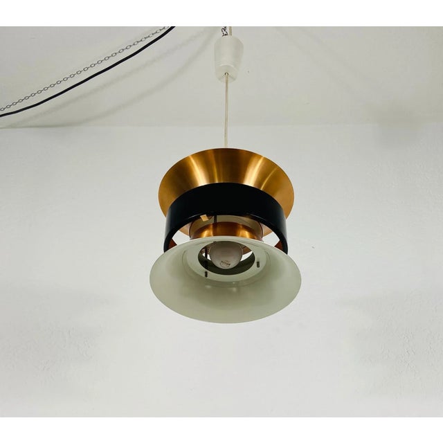 Metal Danish Copper and Black Pendant Lamp, 1960s For Sale - Image 7 of 14