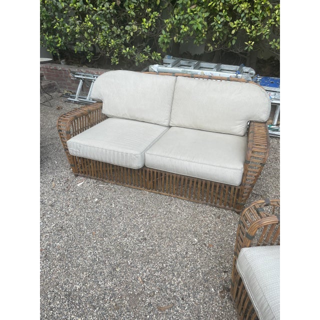 Bamboo and Rattan Sofa/Chairs Set For Sale - Image 4 of 5