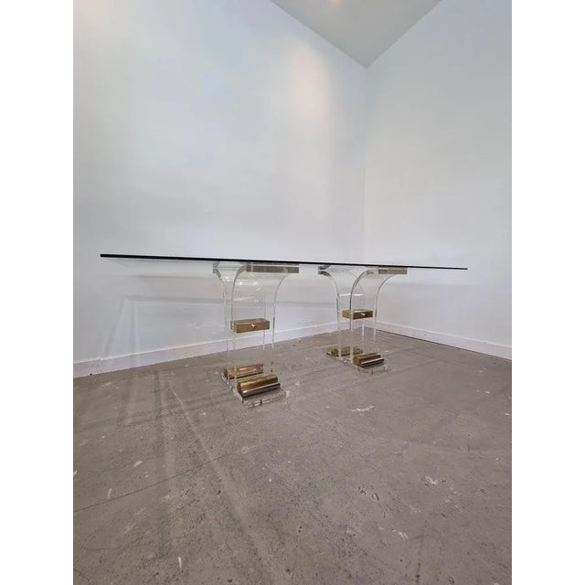 Brass and Acrylic Glass Dining Table by Charles Hollis Jones For Sale - Image 8 of 10