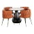 Gigi Marble Top Dining Set with Orange Chairs - Set of 5 For Sale