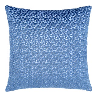 Scalamandre 22" x 22" Petal Velvet Pillow in Royal Blue For Sale