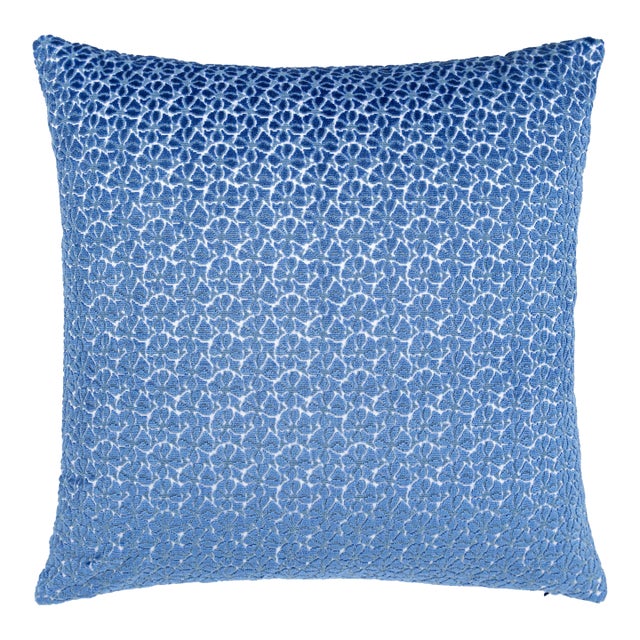 Scalamandre 22" x 22" Petal Velvet Pillow in Royal Blue For Sale