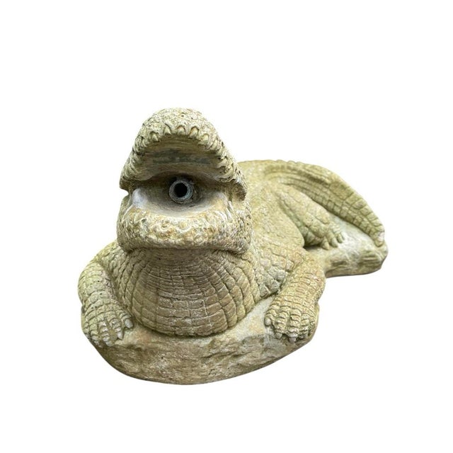 Bring a touch of Florida regality to your landscape with this charismatic vintage cast stone alligator. Masterfully...