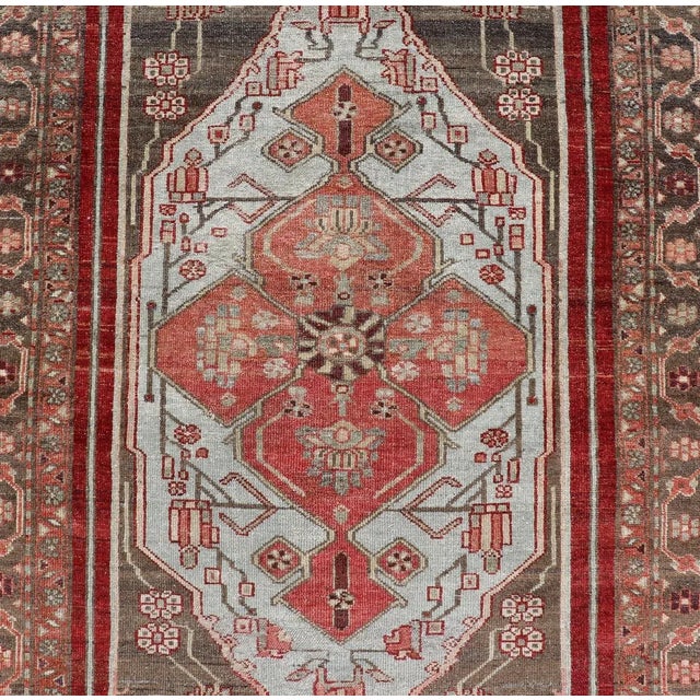 Antique Persian Hamadan Rug With Colorful Geometric Medallion For Sale - Image 4 of 9