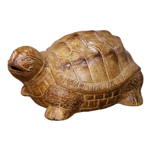 French Terracotta Turtle Sculpture With Aged Patinated Finish