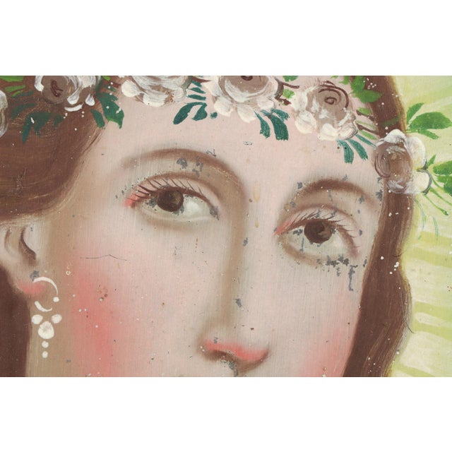 Our Lady of the Dove, Oil on Tin, 19th Century For Sale - Image 12 of 15