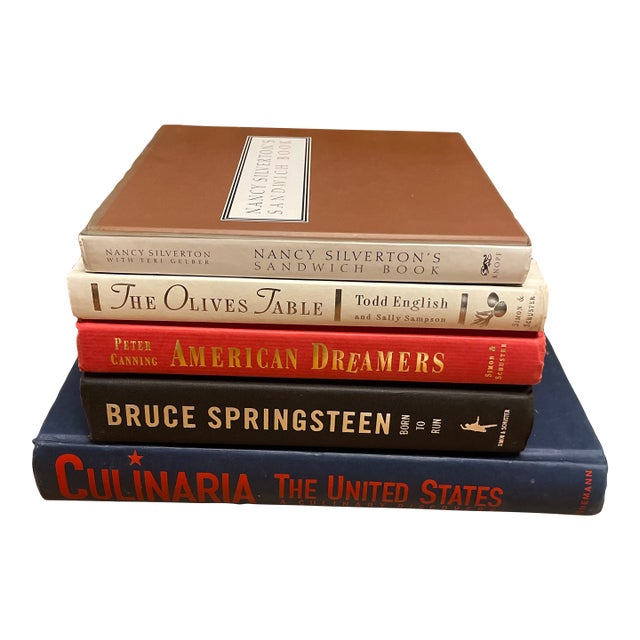 Culinary & Americana Coffee Table Book Vignette — Culinaria, Springsteen & Food Icons (5 Books) For Sale
