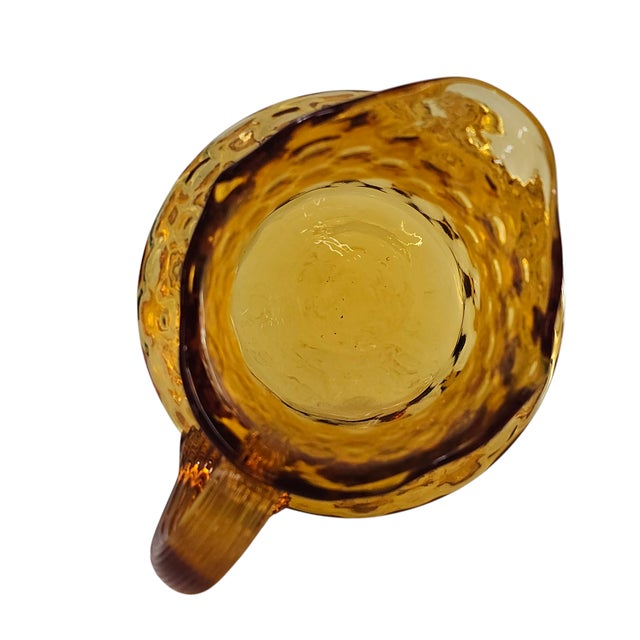 Contemporary Fenton Diamond Optic Orange Glass Pitcher – 7.5” With Ribbed Applied Handle For Sale - Image 3 of 12