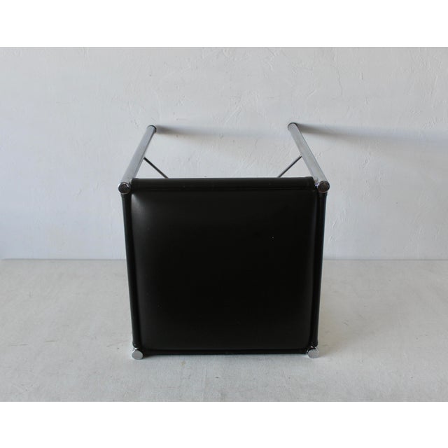 Metal 1960s Chrome X Base Upholstered Stool Vintage Mid-Century Modern For Sale - Image 7 of 11