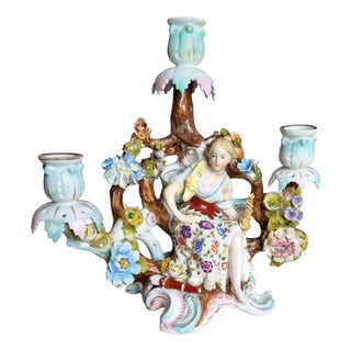 Antique Georgian Porcelain Figural Candelabra from Duesbury Derby, 1805 For Sale