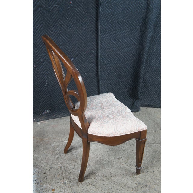 Wood 1970s 4 White Furniture Hepplewhite Style Walnut Balloon Back Plume Side Chairs For Sale - Image 7 of 11