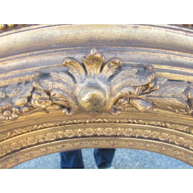 Antique English Oval Giltwood Mirror For Sale - Image 14 of 18