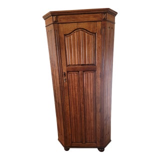 1900 Antique Armoire Hall Robe Closet Oak Tudor Style For Sale