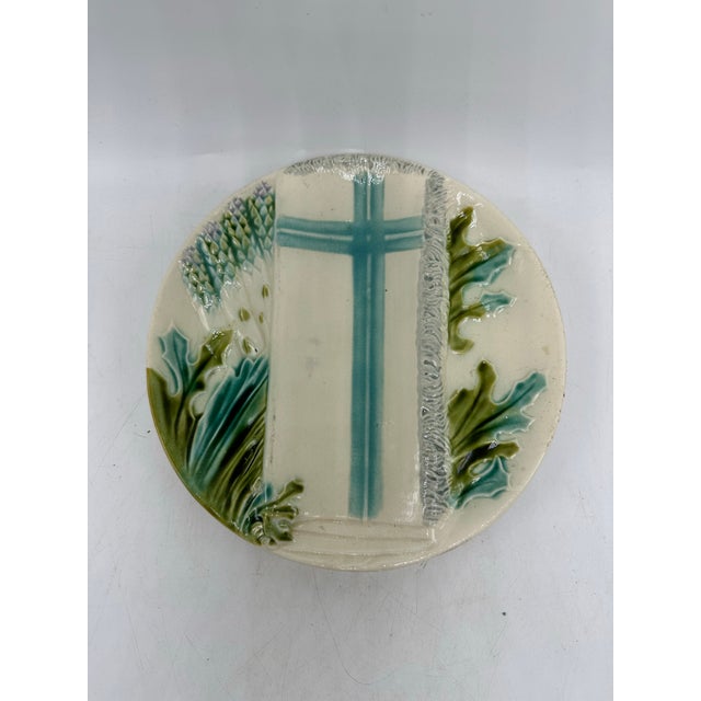 Art Nouveau Antique Magelica Asparagus Plate For Sale - Image 3 of 6