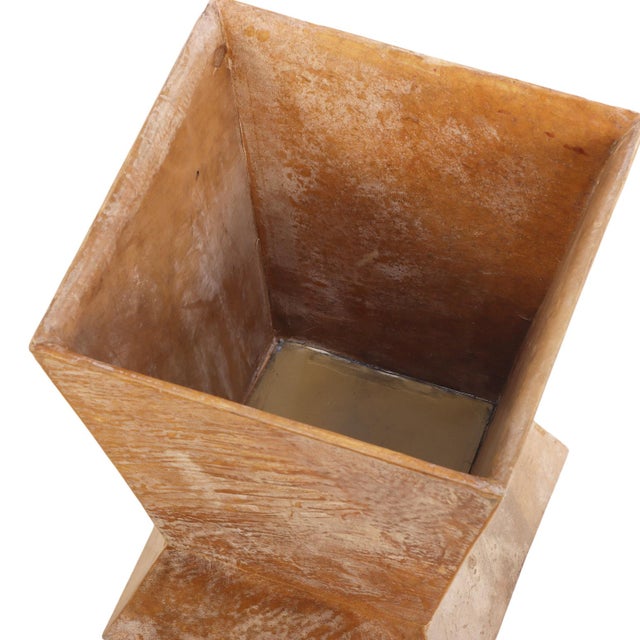 Early 21st Century Parchment Covered Waste Basket in the Manner of Jean-Michel Frank For Sale - Image 5 of 6