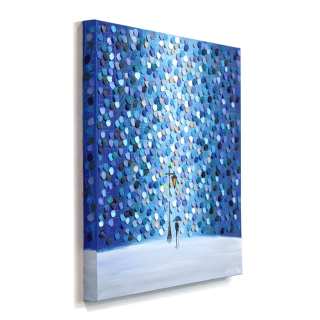 Abstract One Night - Original Blue Tone Figurative Abstract Textured Impasto Oil Painting by Ekaterina Ermilkina For Sale - Image 3 of 8