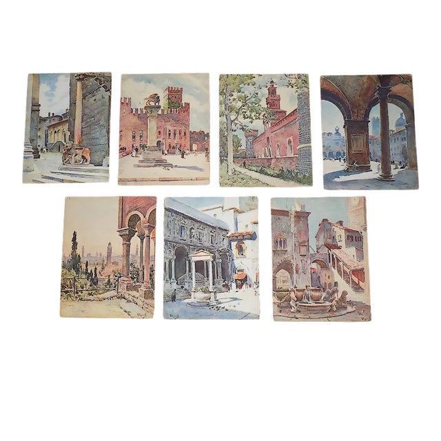 Vintage Early 20th Century Views of Northern Italian Cities - Set of 7 For Sale