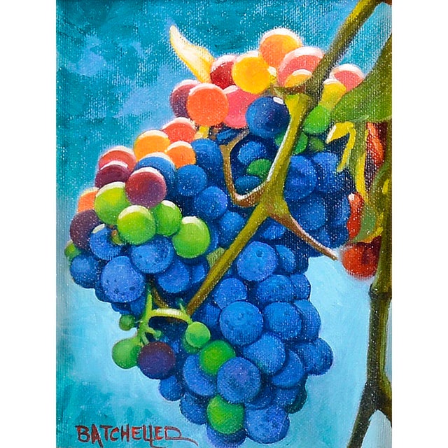 Keith Batcheller "Ready for Picken" oil on canvas. This Keith Batcheller painting comes framed as shown. Dimensions 8"H x...