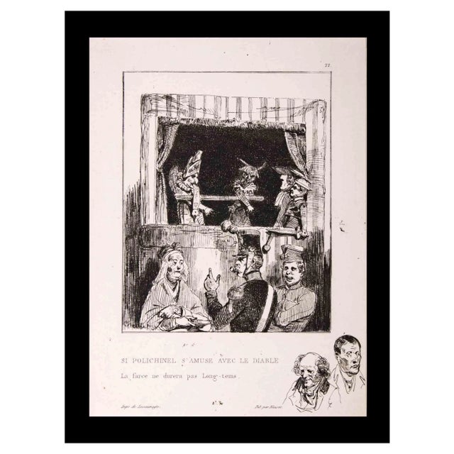 Nicolas Toussaint Charlet, Si Polichinel, Original Lithograph, Early 19th-Century For Sale