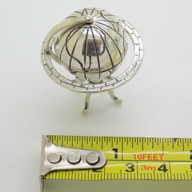 Vintage Italian Handmade Silver Spinning Globe Miniature, Tuscany, Arezzo, Italy, 1980s For Sale - Image 12 of 13