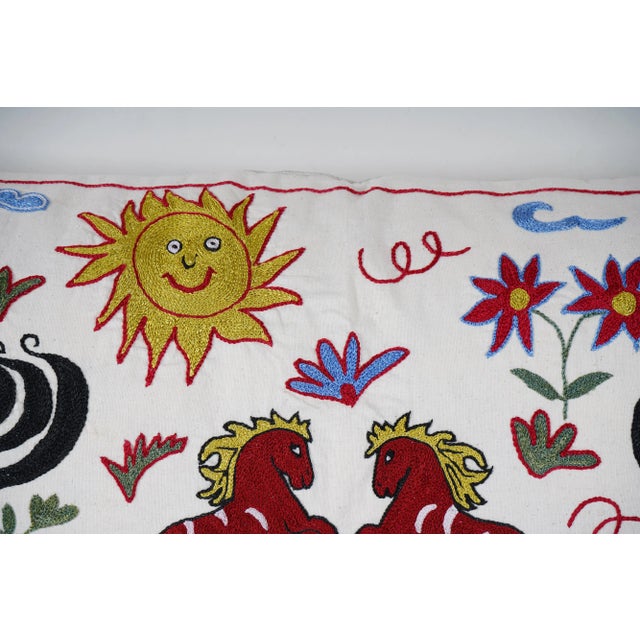Suzani Animal Art Pillow Cover For Sale - Image 4 of 5